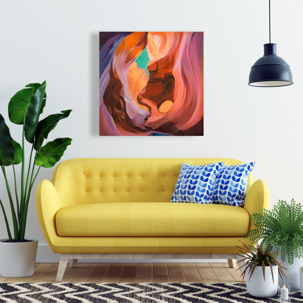 Inside View of Antelope Canyon Blue Canvas - Home Decor