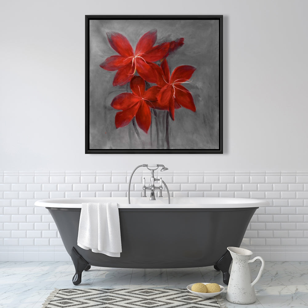 Toile encadrée « Lis asiatique » – Décoration florale asiatique pour chambre à coucher