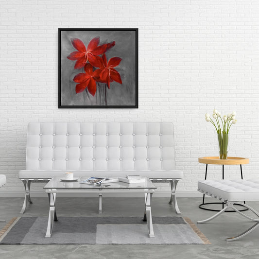 Toile encadrée « Lis asiatique » – Décoration florale asiatique pour chambre à coucher