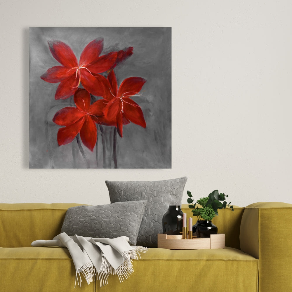 Asiatic Lily Canvas | Gray Botanical Art for Home Decor