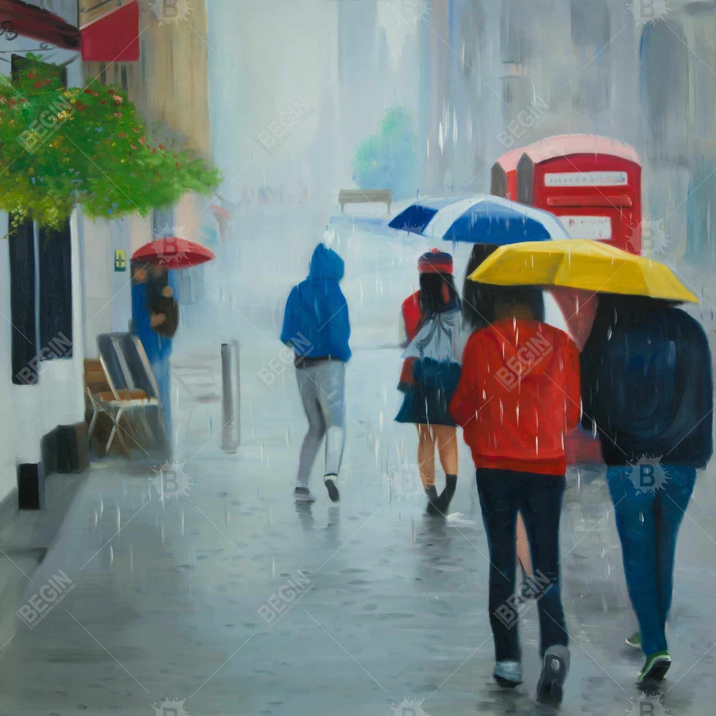 Rainy Day Street Scene Canvas | Livingroom Wall Art Decor
