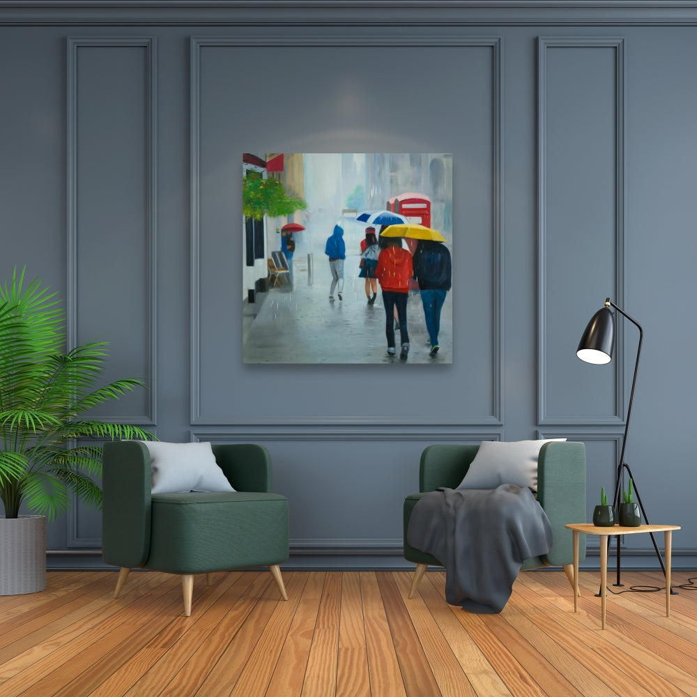 Rainy Day Street Scene Canvas | Livingroom Wall Art Decor