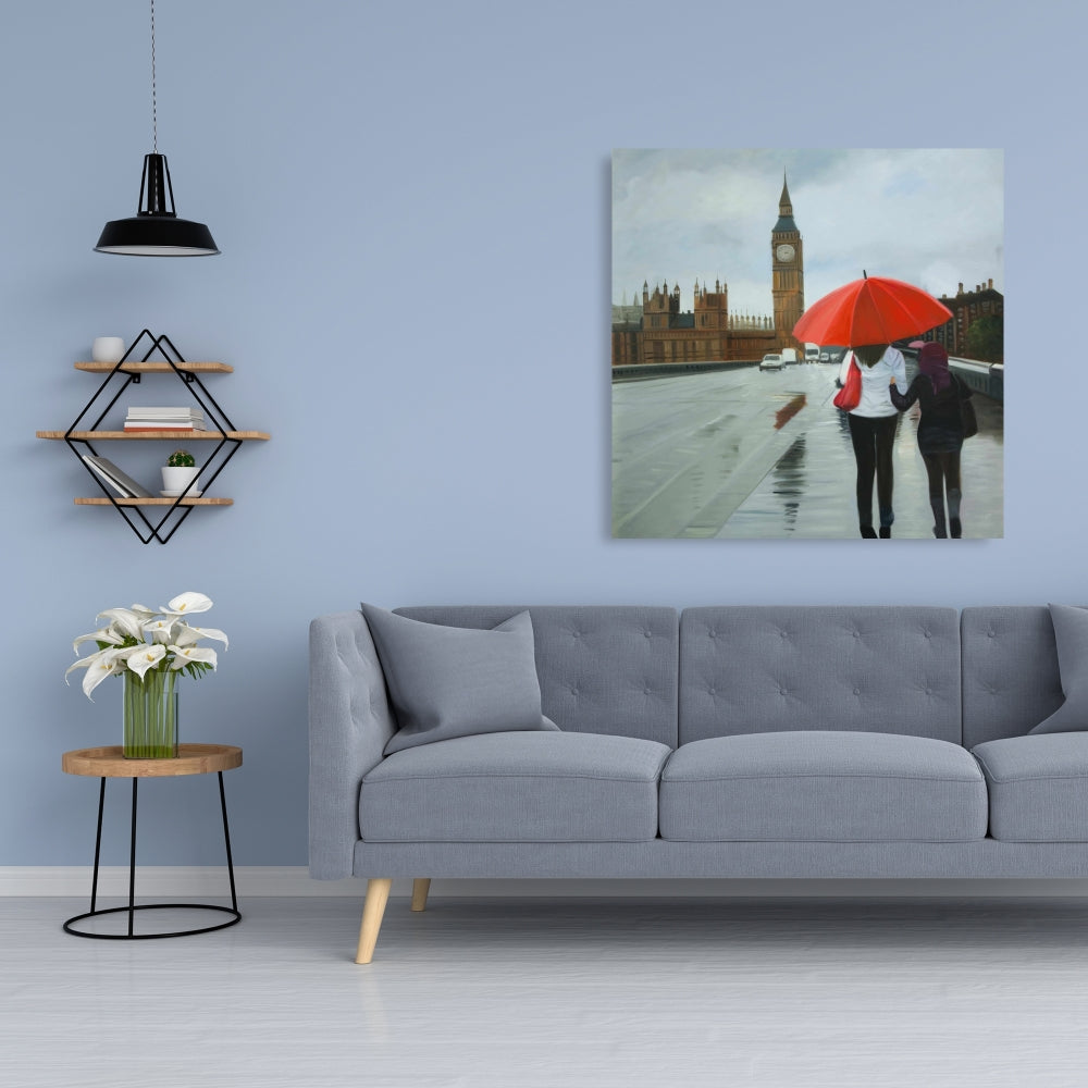 British Under Umbrella Canvas | Big Ben Art for Home Decor
