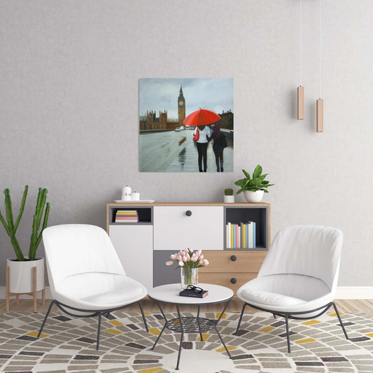 British Under Umbrella Canvas | Big Ben Art for Home Decor