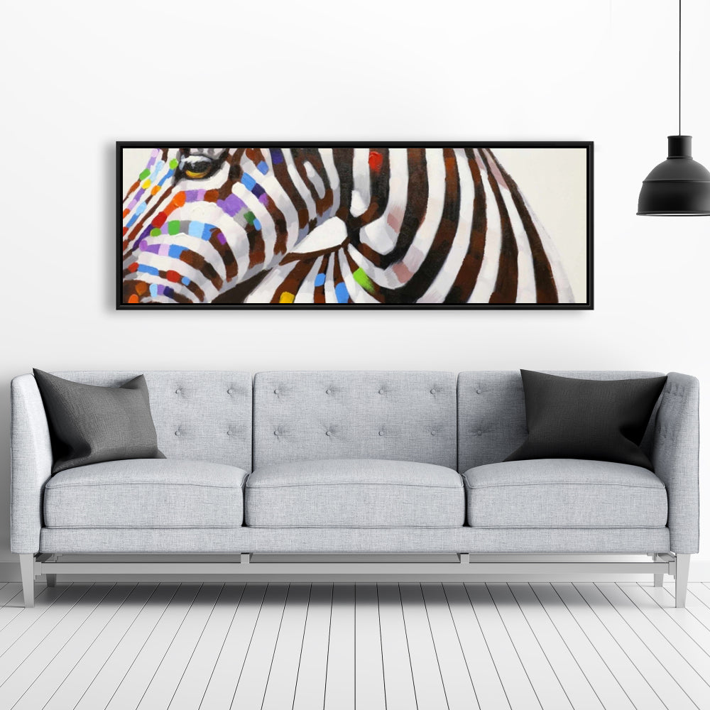 Colorful Zebra Canvas - Contemporary Wildlife Bedroom Decor