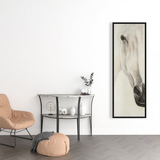 Toile représentant un cheval paisible à moitié portrait - Décoration de ferme minimaliste