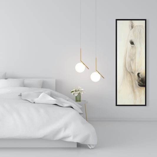 Smiling Horse Canvas | White Bedroom Animal Decor | Framed Art