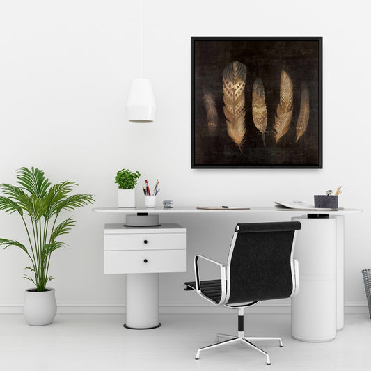 Bohemian Brown Feather Canvas | Framed Bedroom Wall Decor