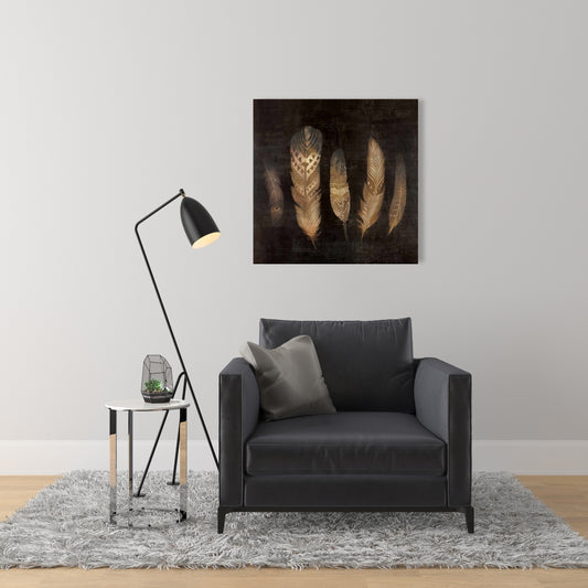 Toile bohème à plumes brunes | Décoration murale pour chambre à coucher