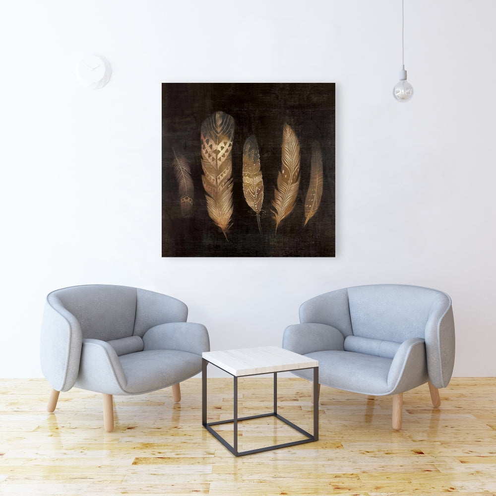 Brown Feathers Bohemian Canvas | Bedroom Home Decor Wall Art