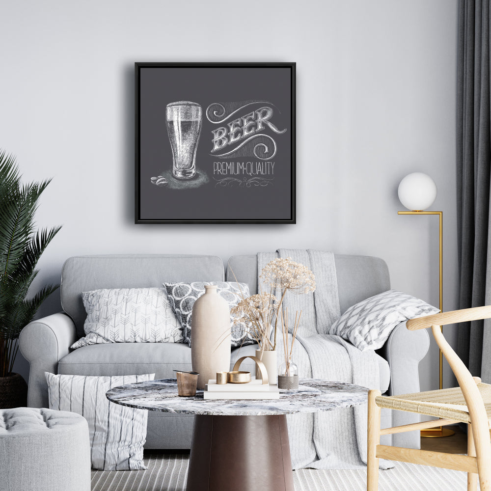 Toile vintage avec panneau de bière | Décoration murale rustique
