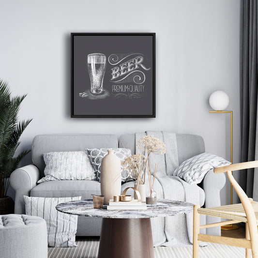 Toile vintage avec panneau de bière | Décoration murale rustique