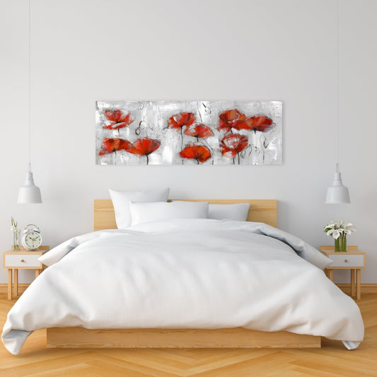 Toile de coquelicots abstraits | Décoration de chambre contemporaine grise