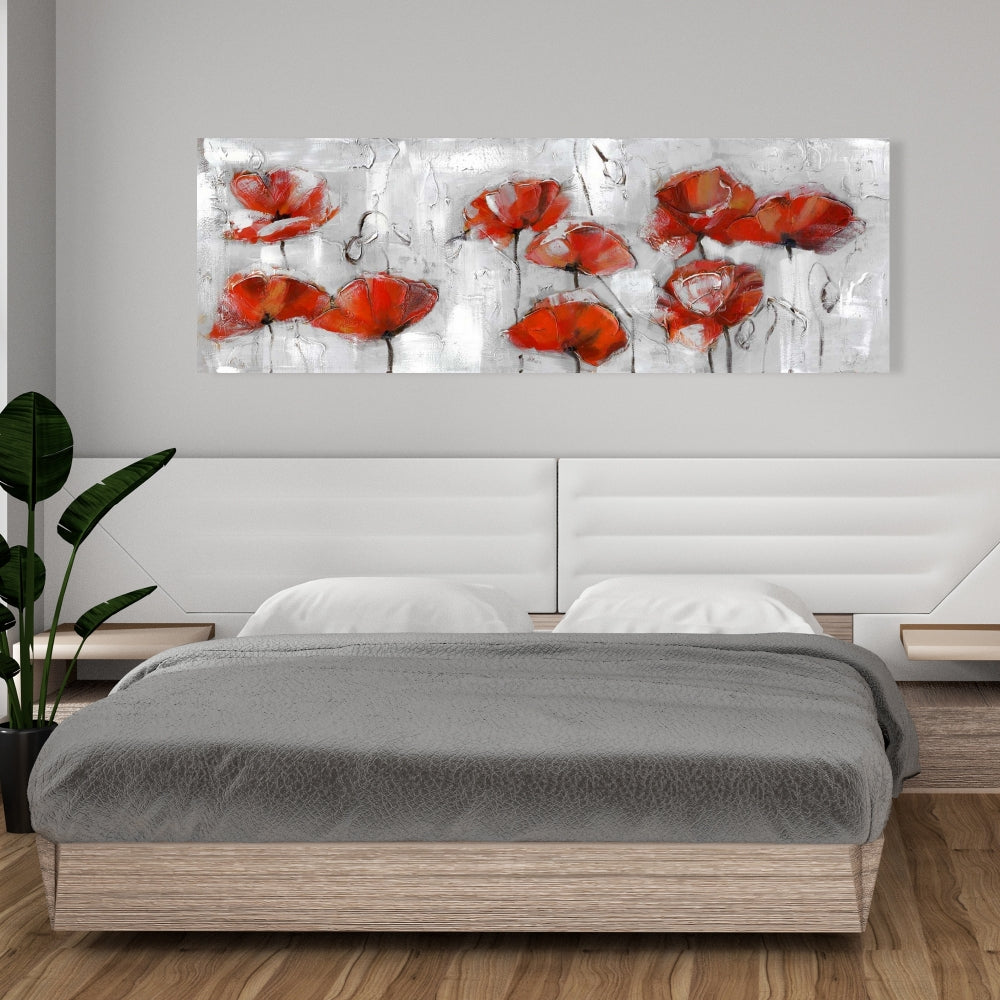 Abstract Poppies Canvas | Contemporary Gray Bedroom Decor