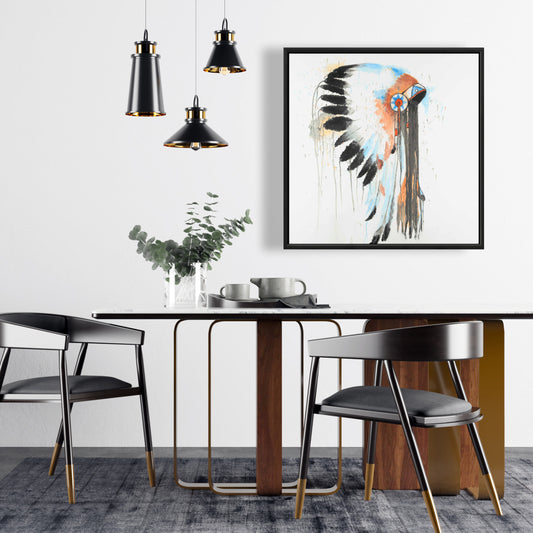 Toile encadrée ethnique « Coiffe de guerre indienne » | Décoration d'intérieur