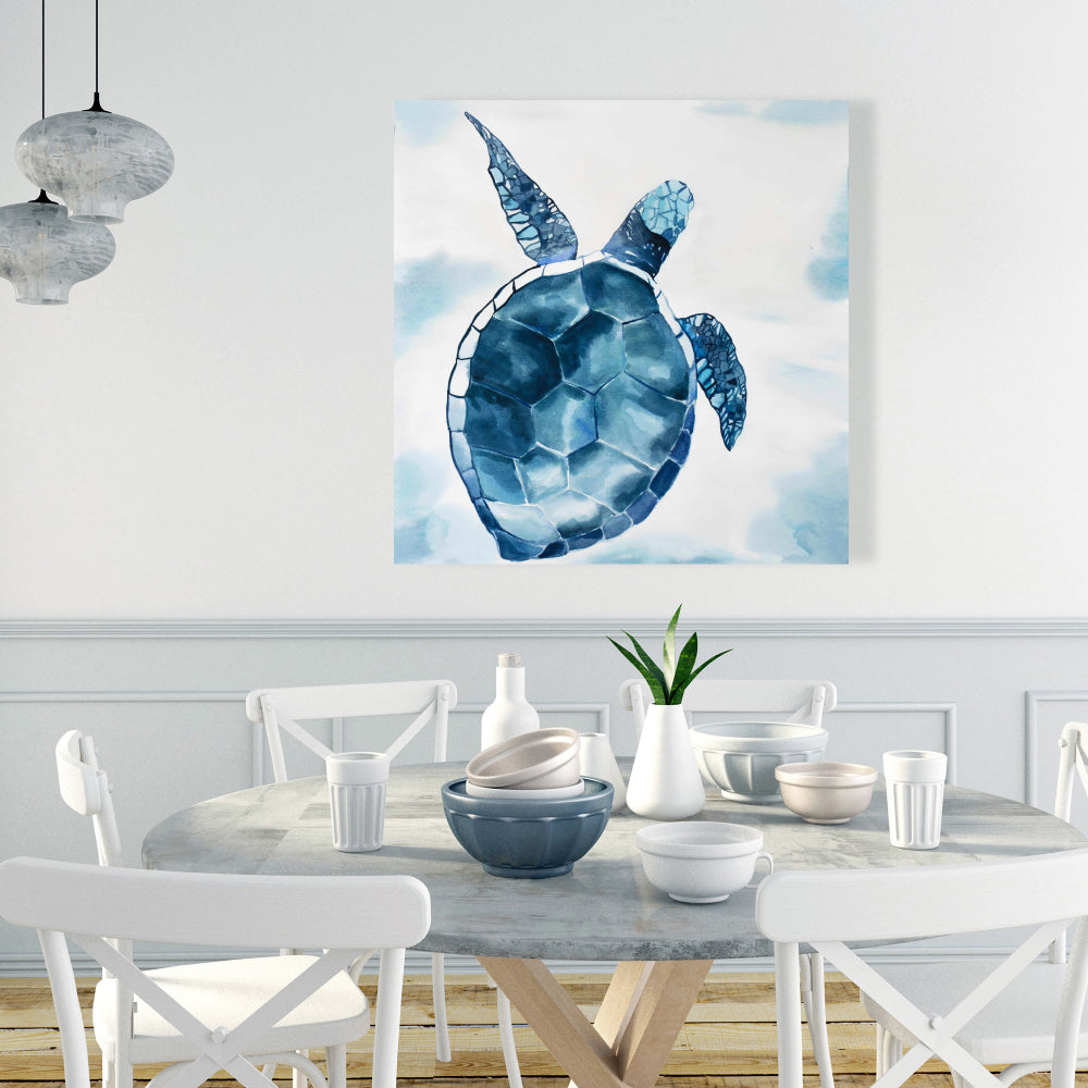 Blue Turtle Exotic Canvas | Home Decor Wall Art - Blue Animals