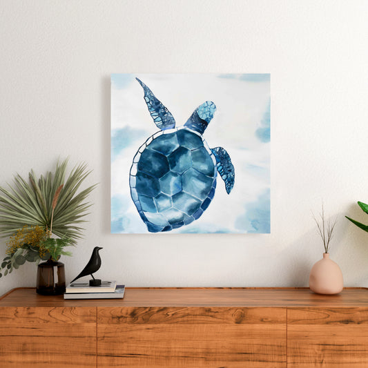 Blue Turtle Exotic Canvas | Home Decor Wall Art - Blue Animals