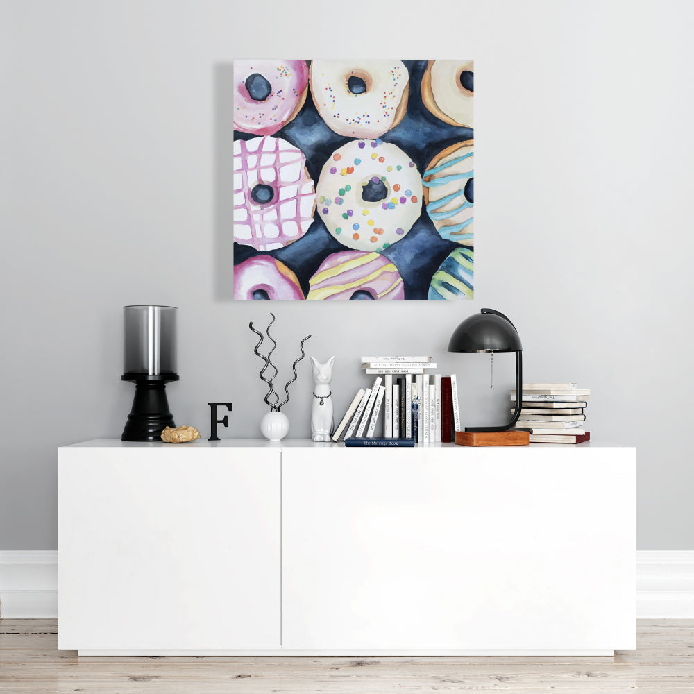 Watercolor Doughnuts Canvas - Delicious Home Decor Art