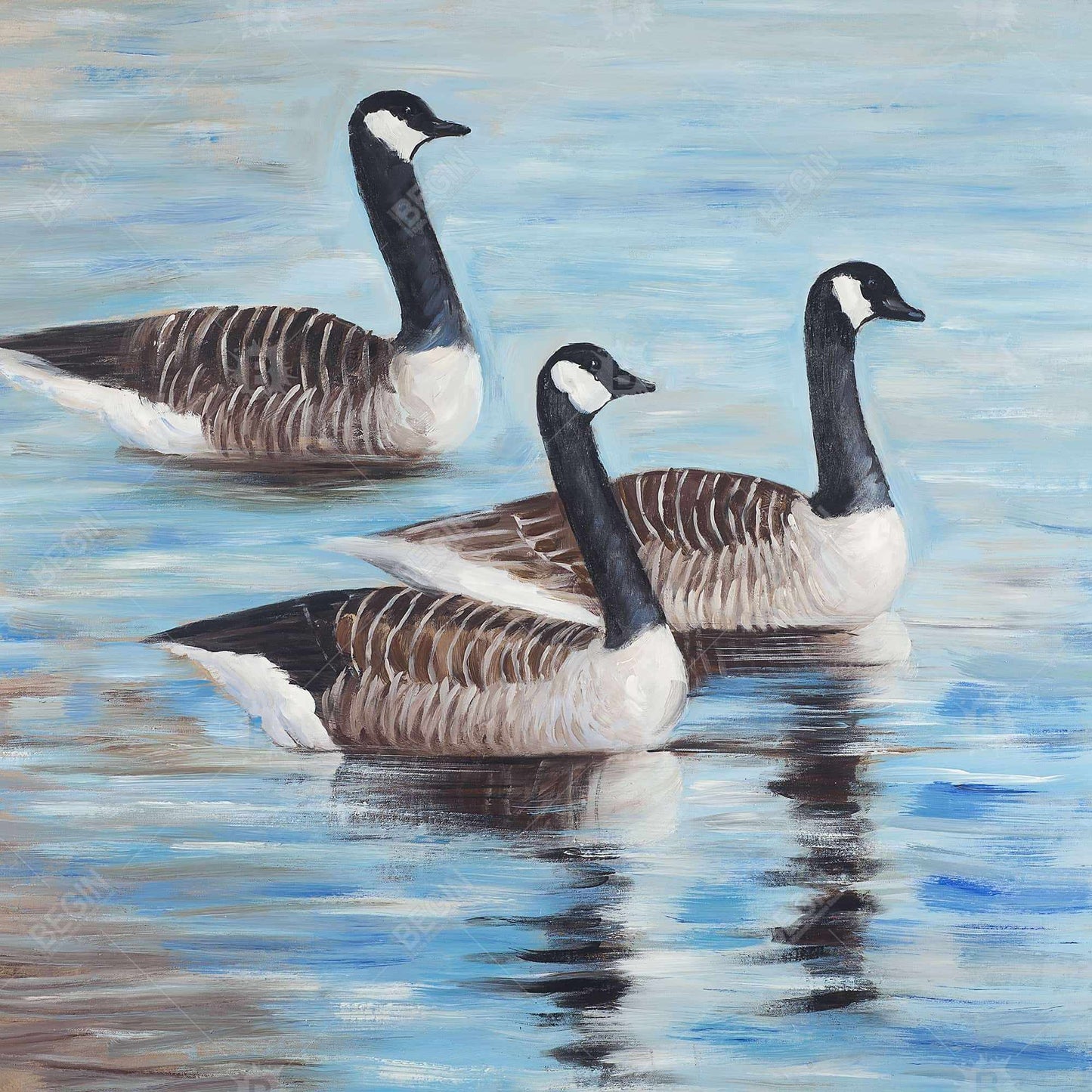Canada Geese in Water Framed Canvas | Blue Bird Home Decor
