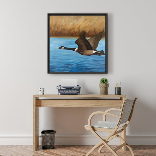 Rustic Canada Goose Canvas | Bedroom Bird Framed Wall Art