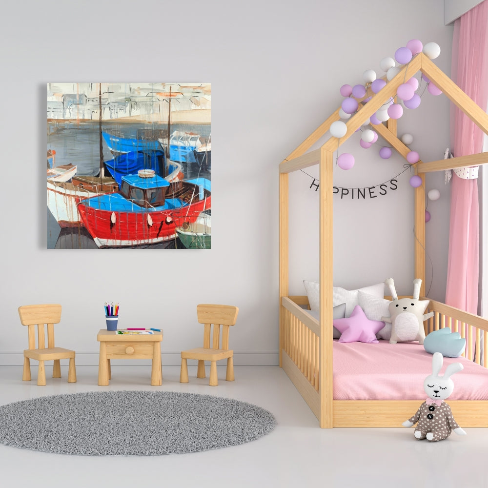 Blue Coastal Canvas - Rainy Day at the Dock | Home Decor