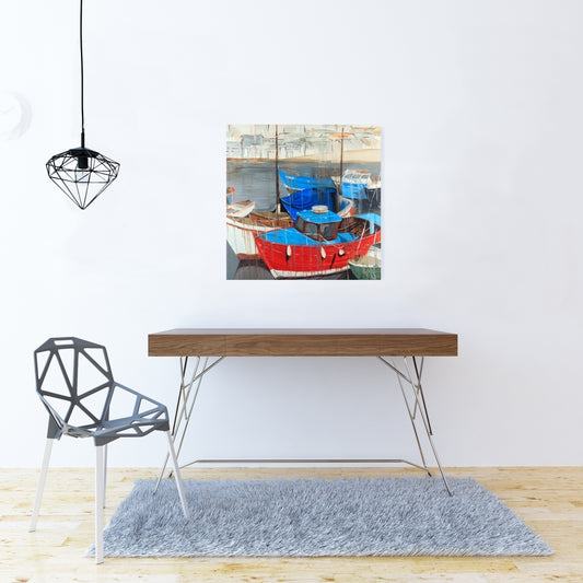 Blue Coastal Canvas - Rainy Day at the Dock | Home Decor