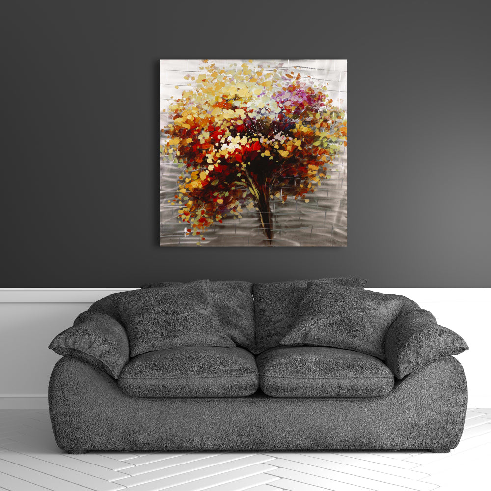 Brown Contemporary Bedroom Canvas | Abstract Colorful Tree Decor