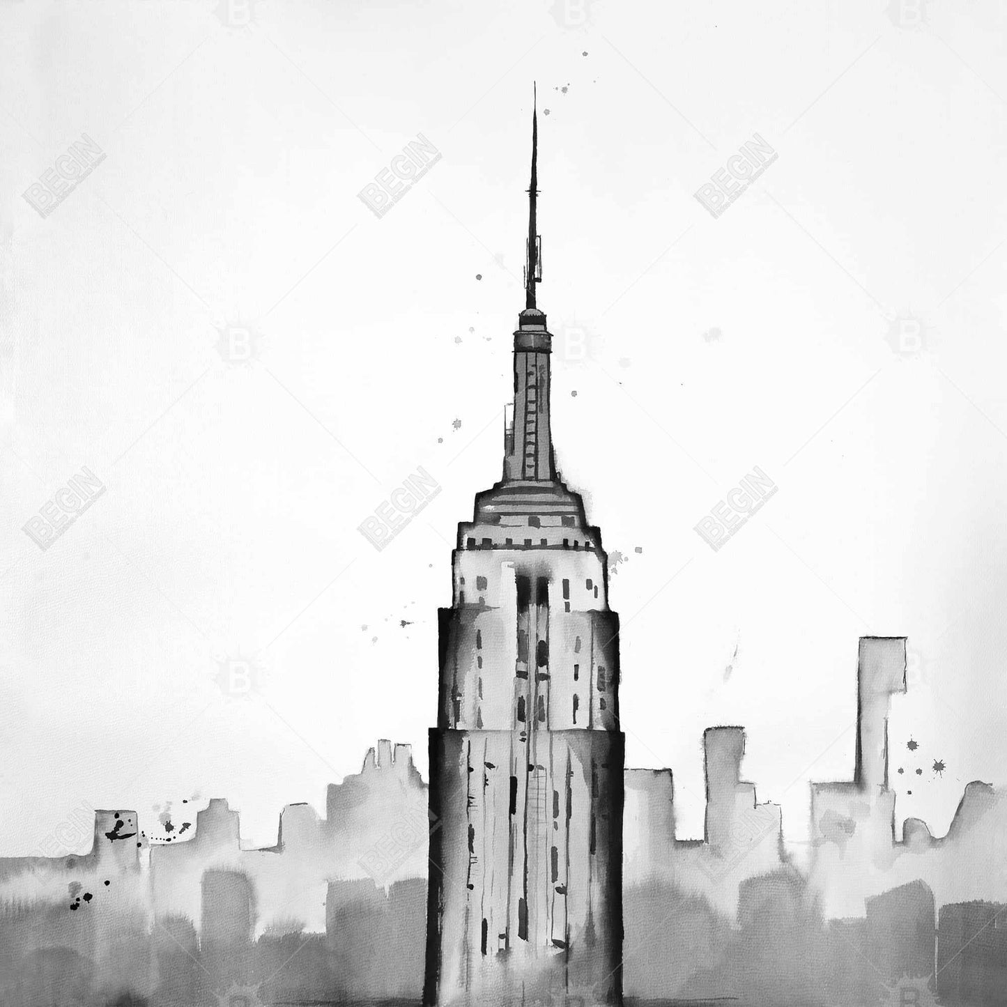 Empire State Building Canvas | White Bedroom Wall Decor