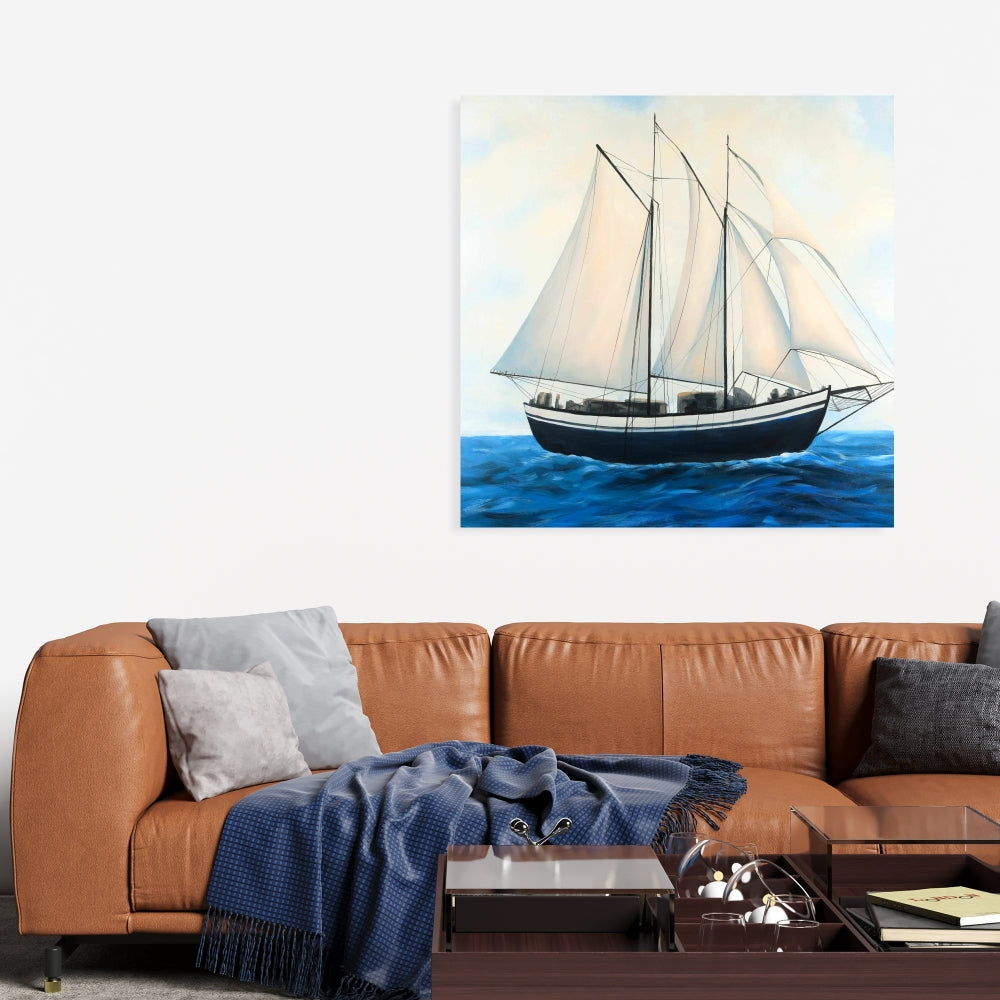 Voilier par une journée ensoleillée - Décoration de chambre sur toile marine