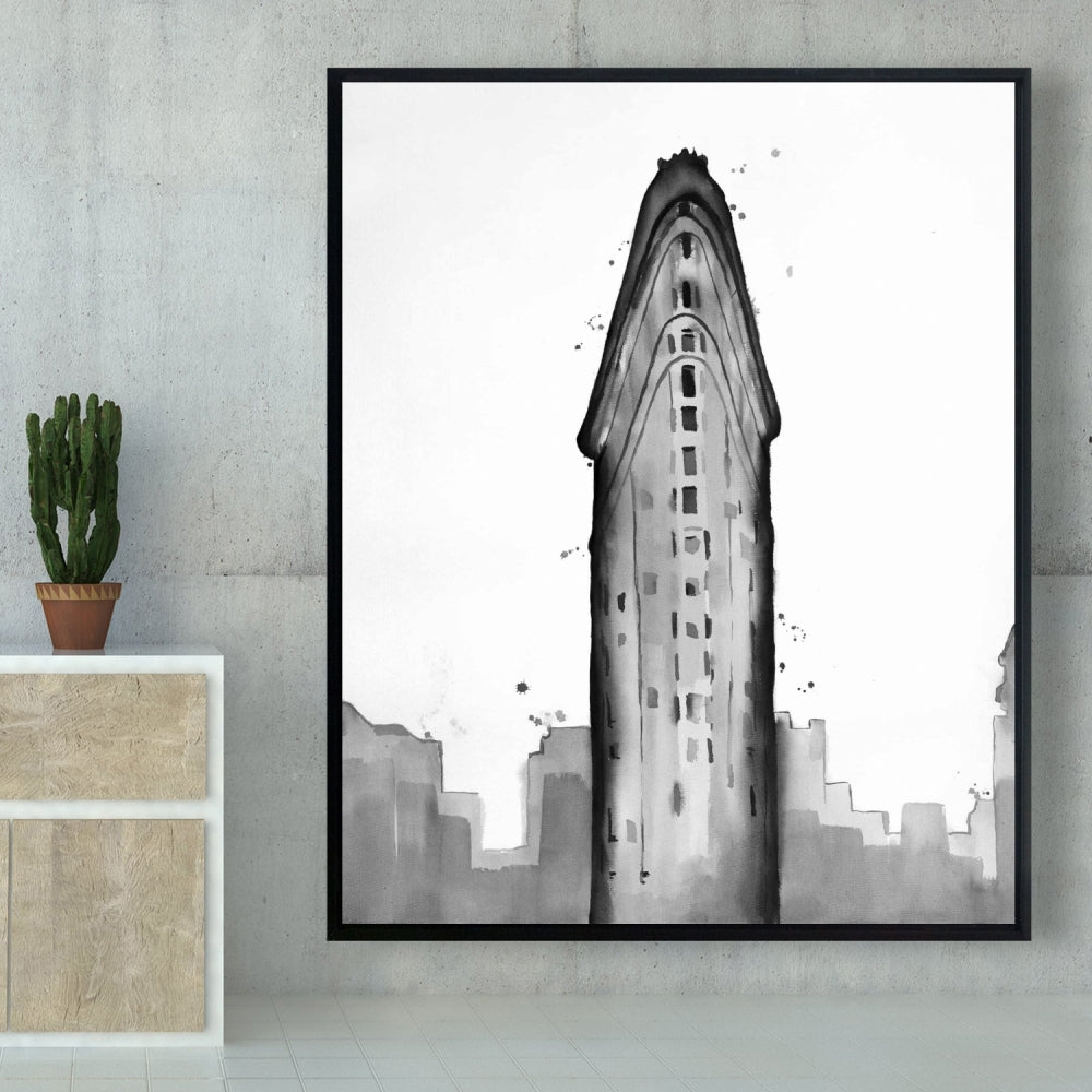 Flatiron Building White Canvas | Framed City Art Home Decor