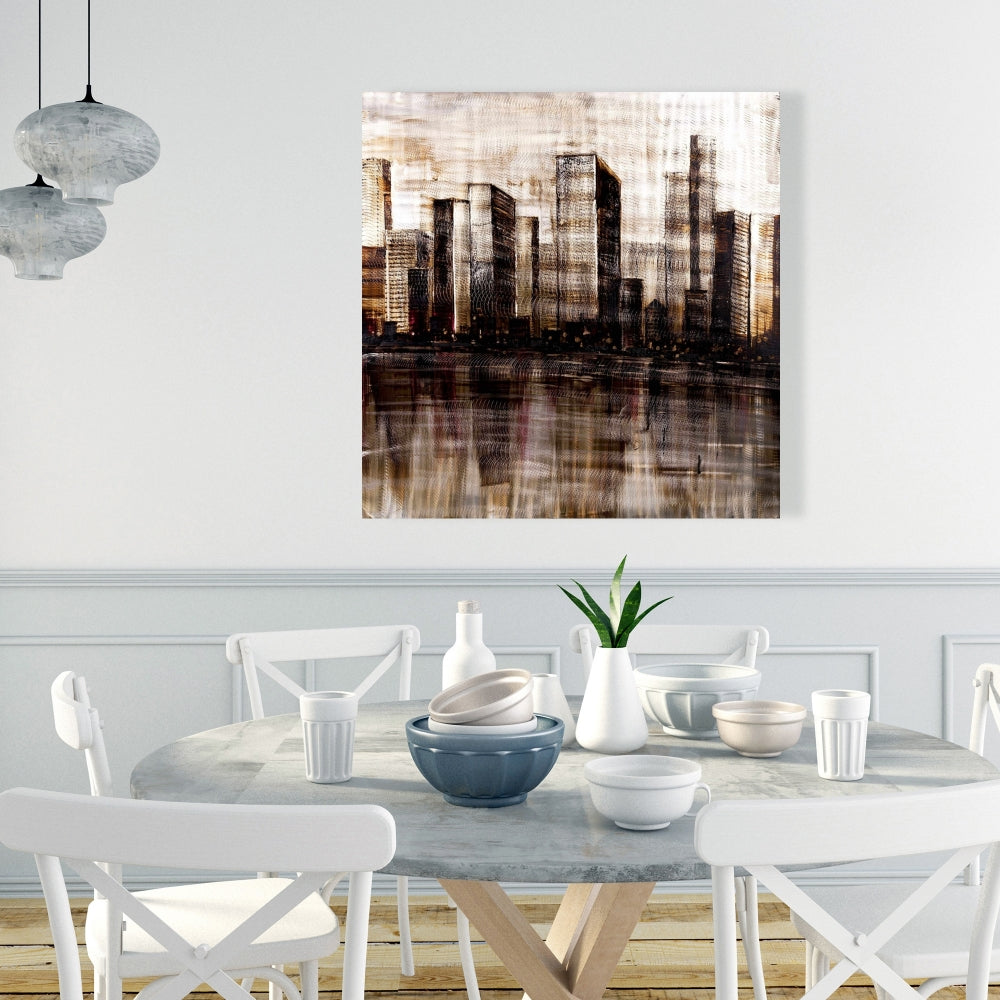 Industrial Brown Cities Canvas - Sketch of the City Decor