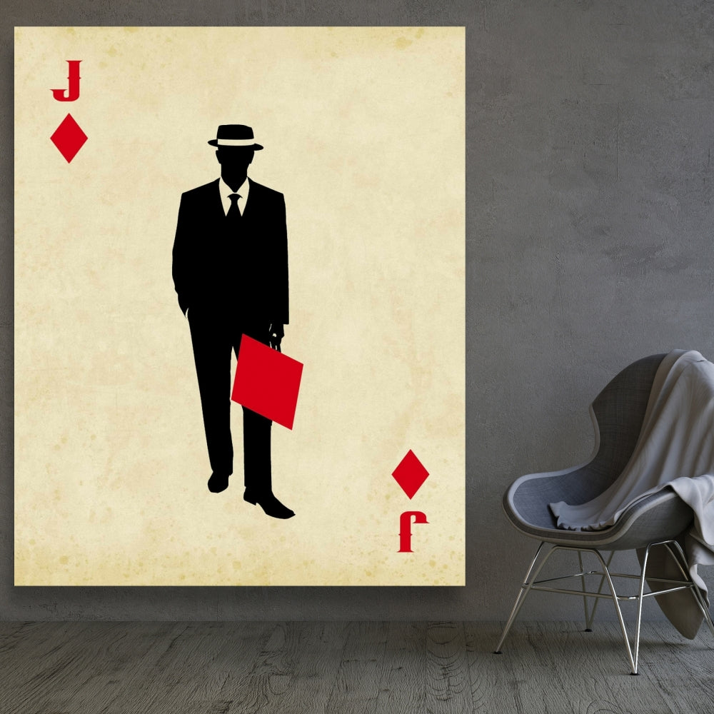 Jack of Diamonds Canvas - Black Man Cave Decor | Home Hobbies