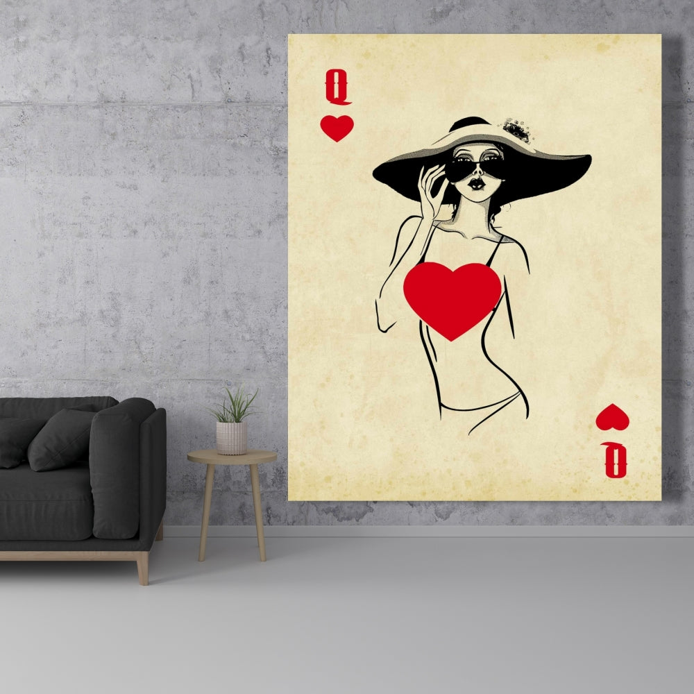 Queen of Hearts Canvas - Retro Hobbies Man Cave Decor