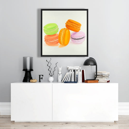 Toile encadrée « Petites bouchées de macarons » | Décoration d'intérieur