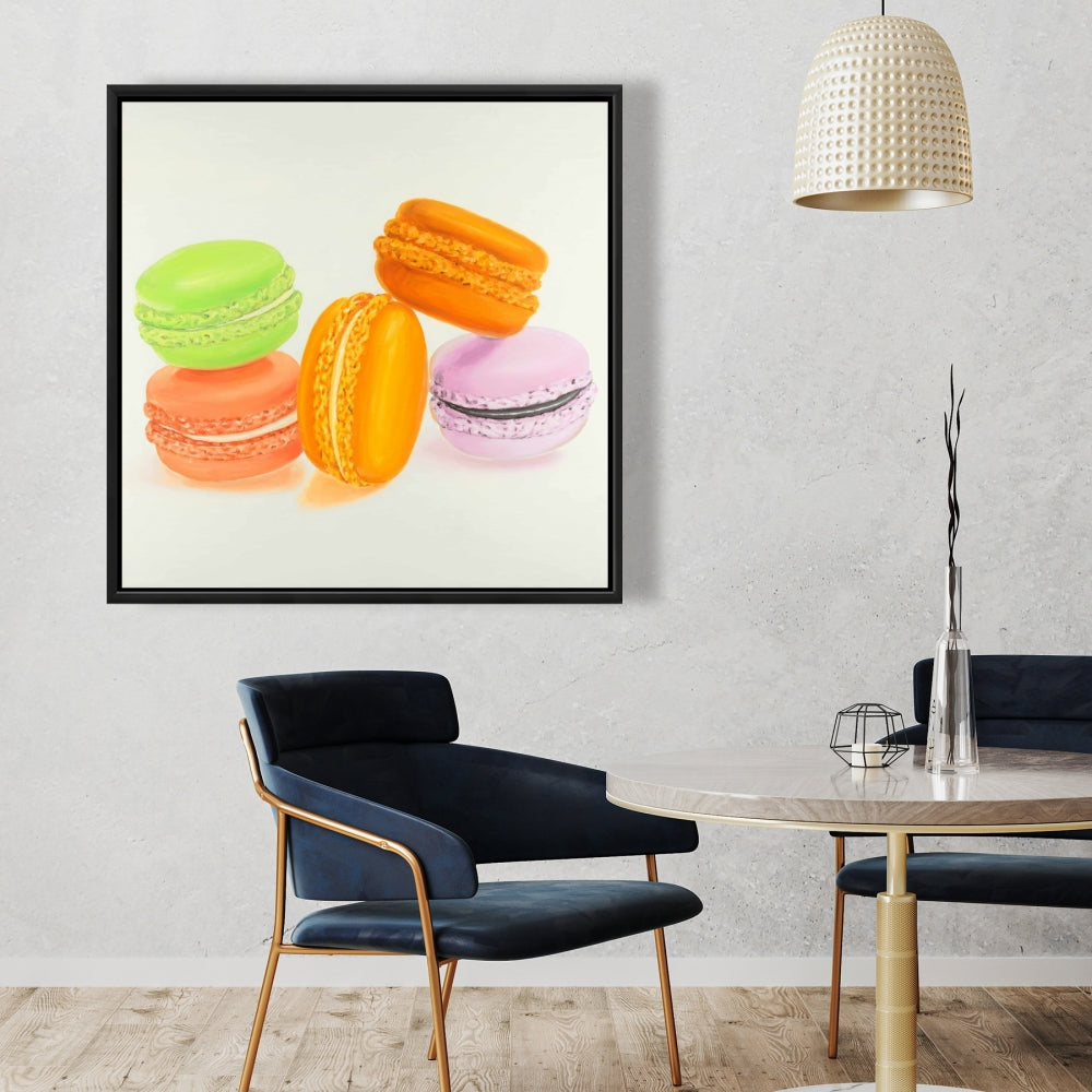 Toile encadrée « Petites bouchées de macarons » | Décoration d'intérieur
