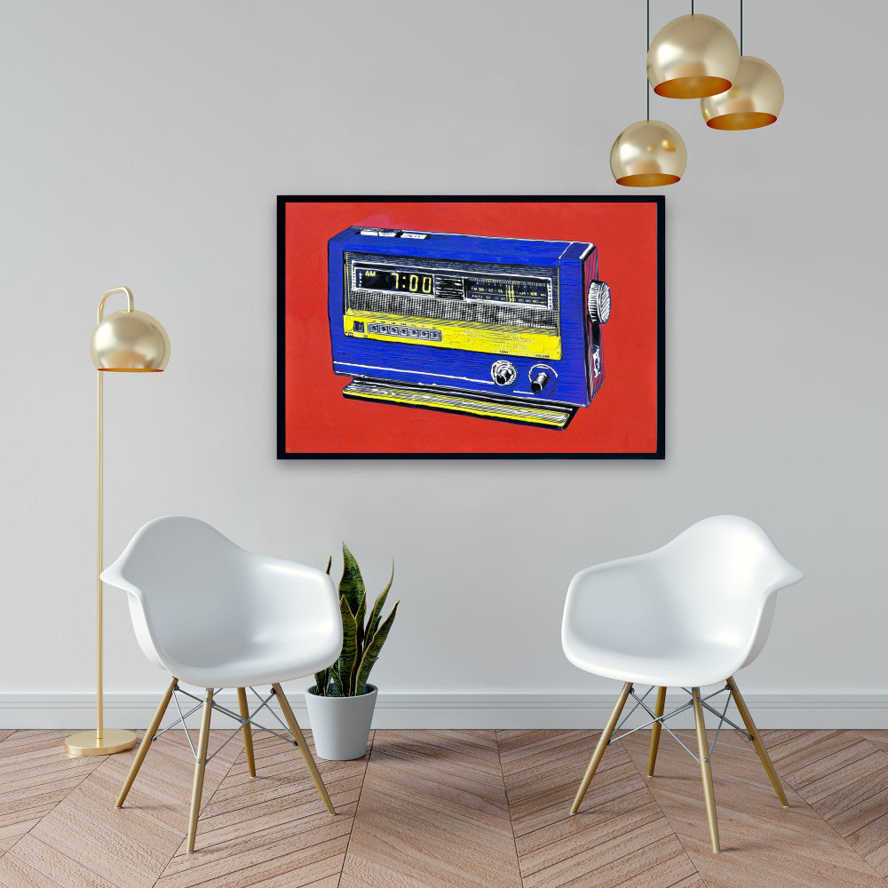 Retro Radio Alarm | Framed Canvas | Home Decor Wall Art