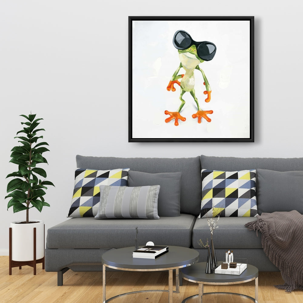 Funny Frog with Sunglasses Canvas | Home Decor Wall Art