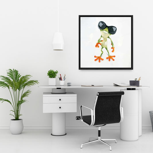 Toile « Grenouille amusante avec lunettes de soleil » | Décoration murale