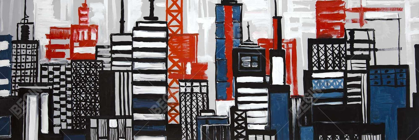 Geometric Towers and Buildings Canvas - Cities Contemporary Art