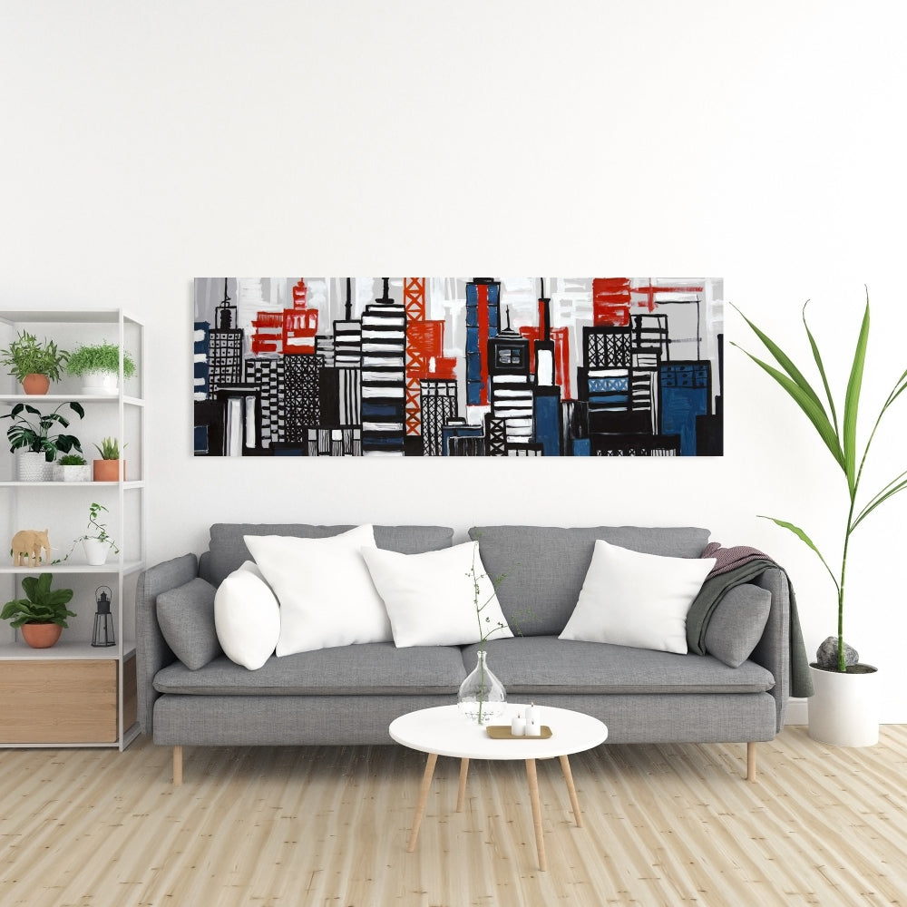 Geometric Towers & Buildings Canvas | Shapes Blue Cities Decor