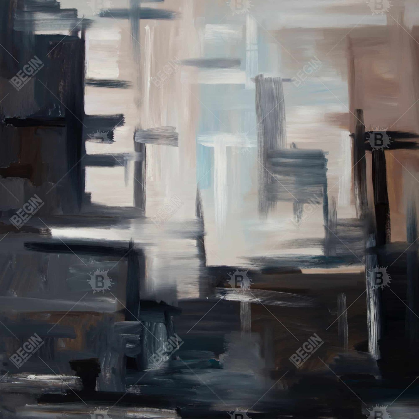 Subtil Abstract Contemporary Shapes Framed Canvas - Home Decor