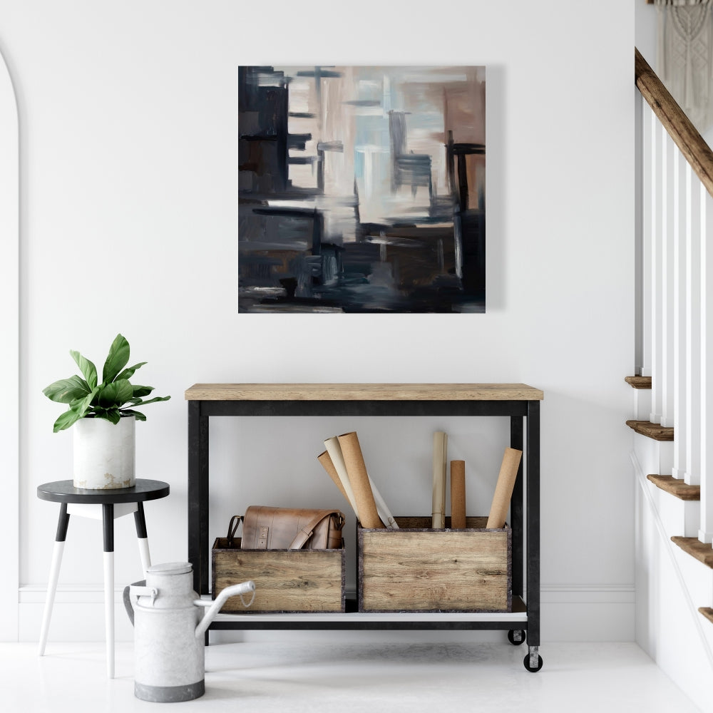 Toile aux formes abstraites subtiles pour chambre à coucher – Décoration d'intérieur moderne