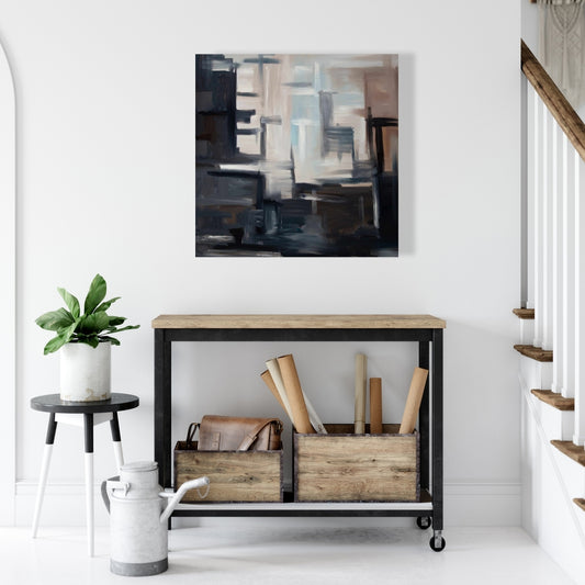 Toile aux formes abstraites subtiles pour chambre à coucher – Décoration d'intérieur moderne