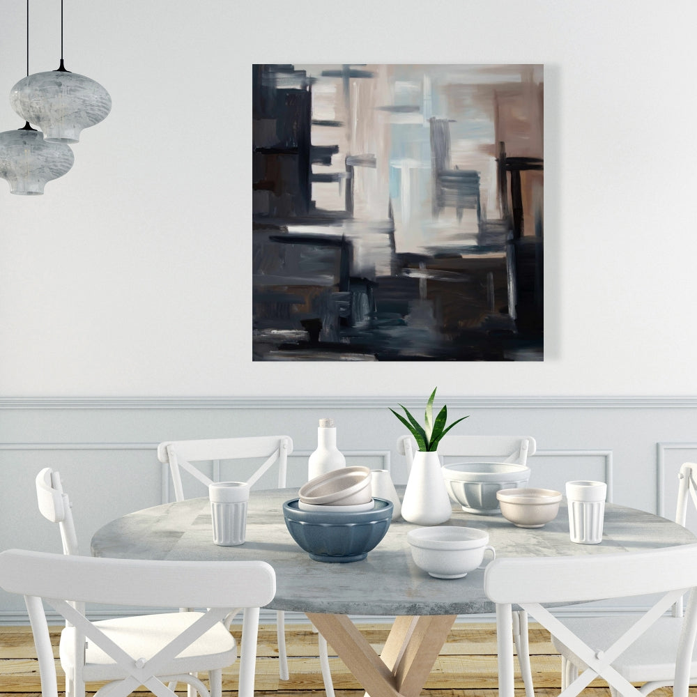 Toile aux formes abstraites subtiles pour chambre à coucher – Décoration d'intérieur moderne