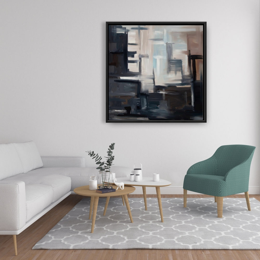 Subtil Abstract Contemporary Shapes Framed Canvas - Home Decor