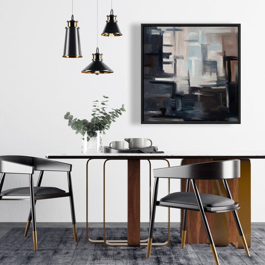 Toile encadrée aux formes contemporaines abstraites subtiles - Décoration d'intérieur