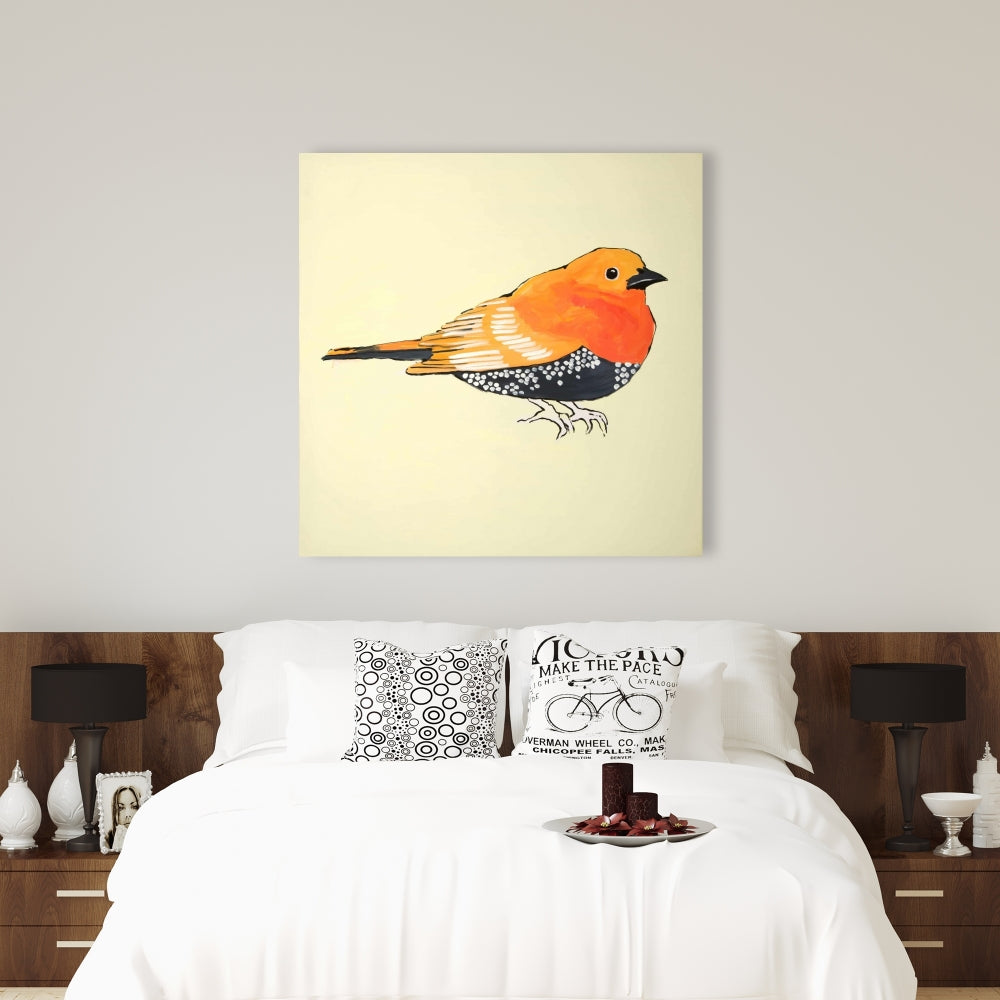 Little Orange Bird Illustration Canvas | Bedroom Home Decor