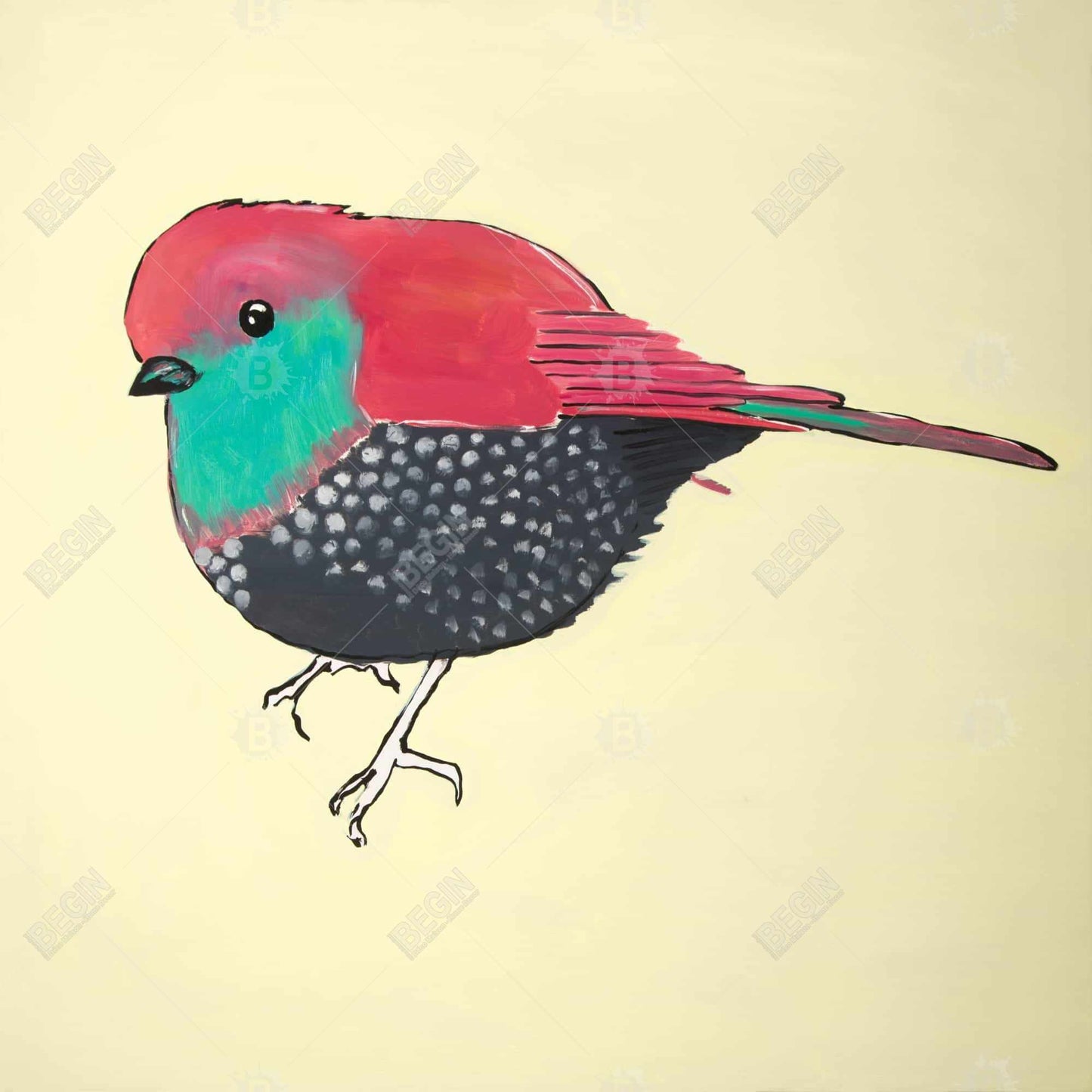 Little Purple Bird Canvas - Bedroom Decor | Animal Art Print
