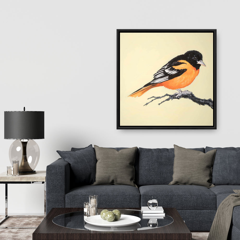 Realistic Little Bird Canvas | Framed Animal Art for Home Decor