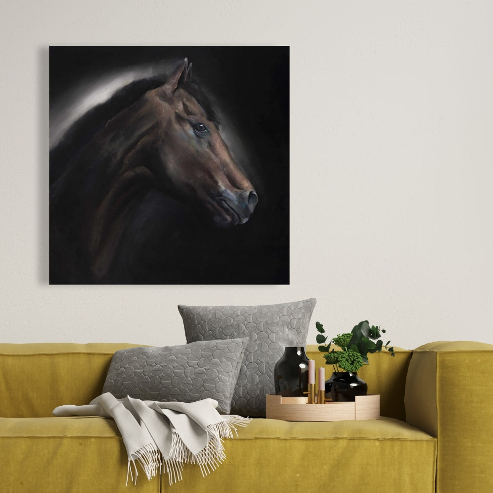 Loneliness Horse Rustic Brown Canvas | Home Decor Art Piece